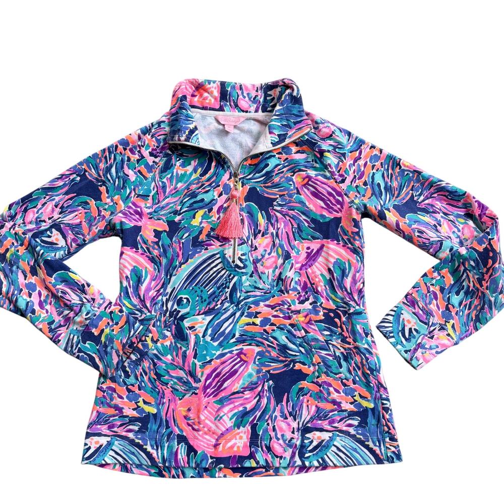 Lilly Pulitzer Multicolor Fish Jacket Skipper Popover Size S